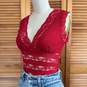 Red Lace Tank Top. Size S